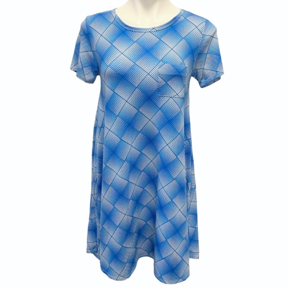 LuLaRoe Blue Geo Print Carly Dress - Size XXS